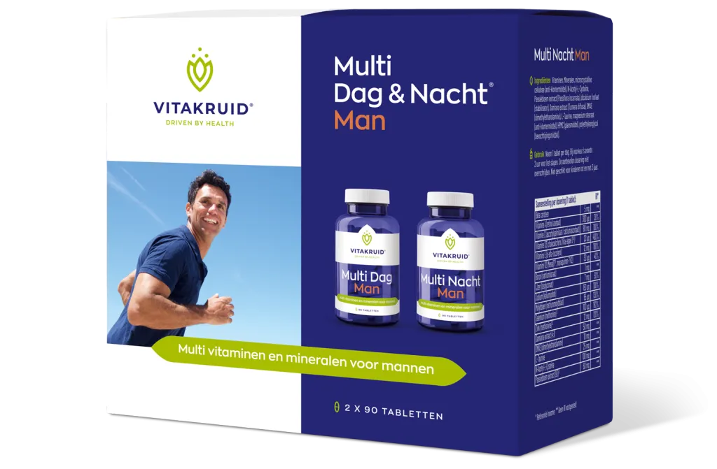Vitakruid Multi Dag & Nacht Man 100% Vegan (2 X 90 tabletten)