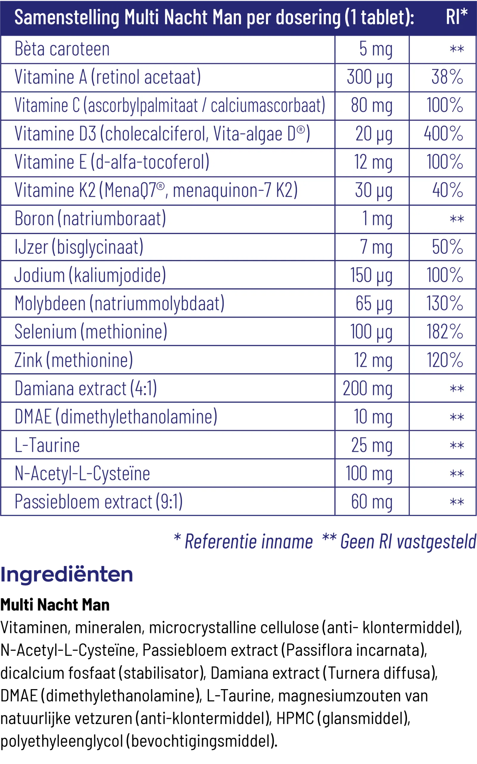 Vitakruid Multi Nacht Man 100% Vegan (30 tabletten) - image 3