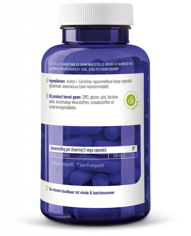 Vitakruid Acetyl-L-Carnitine 500 Mg (90 vega capsules) - image 3