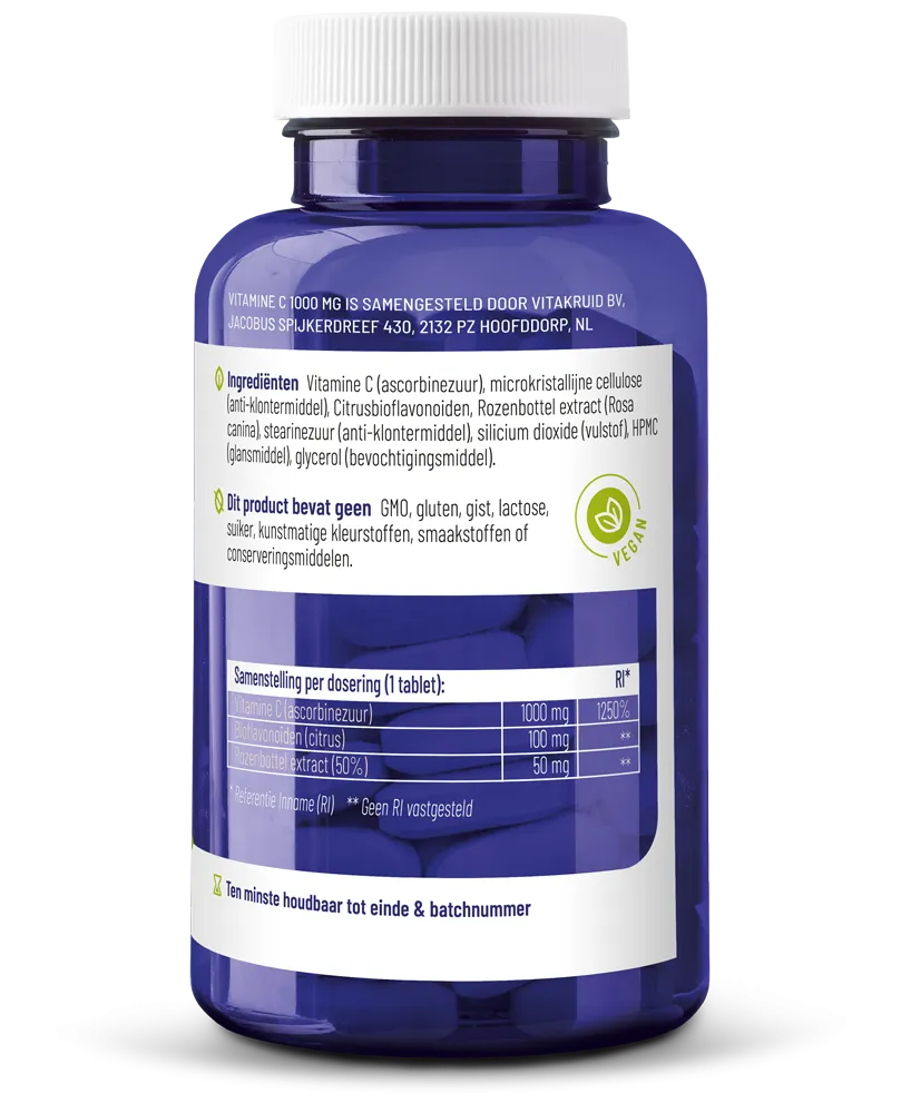 Vitakruid Vitamine C 1000 Met Bioflavonoïden & Rozenbottel (90 tabletten) - image 2