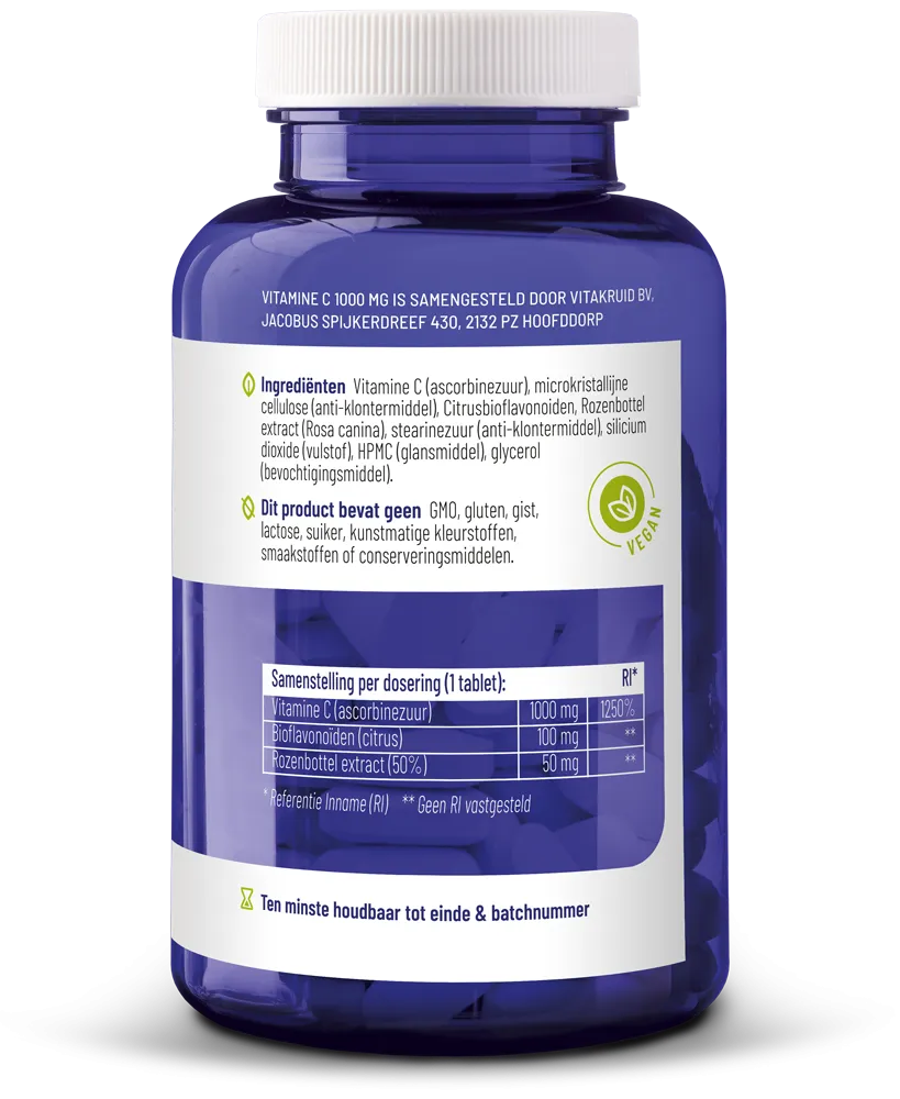 Vitakruid Vitamine C 1000 Met Bioflavonoïden & Rozenbottel (180 tabletten) - image 2
