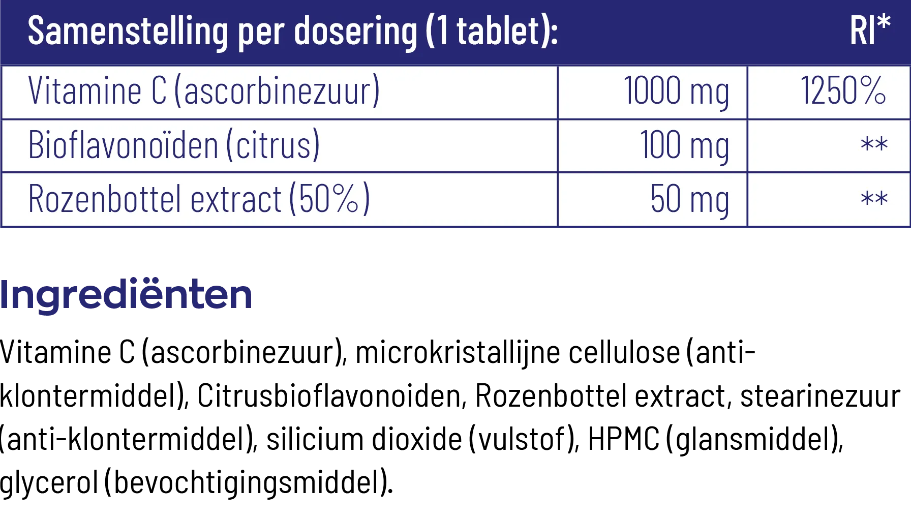 Vitakruid Vitamine C 1000 Met Bioflavonoïden & Rozenbottel (180 tabletten) - image 3