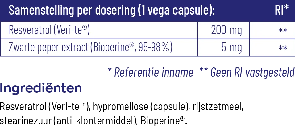Vitakruid Resveratrol (Veri-Te®) 200 Mg Met Bioperine® (60 vega capsules) - image 3