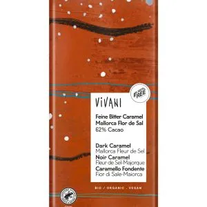 Vivani Dark caramel Mallorca fleur de sel 62% cacao bio (80 gr)