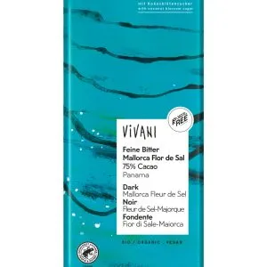 Vivani Dark 75% Panama cocoa Mallorca fleur de sel bio (80 gr)