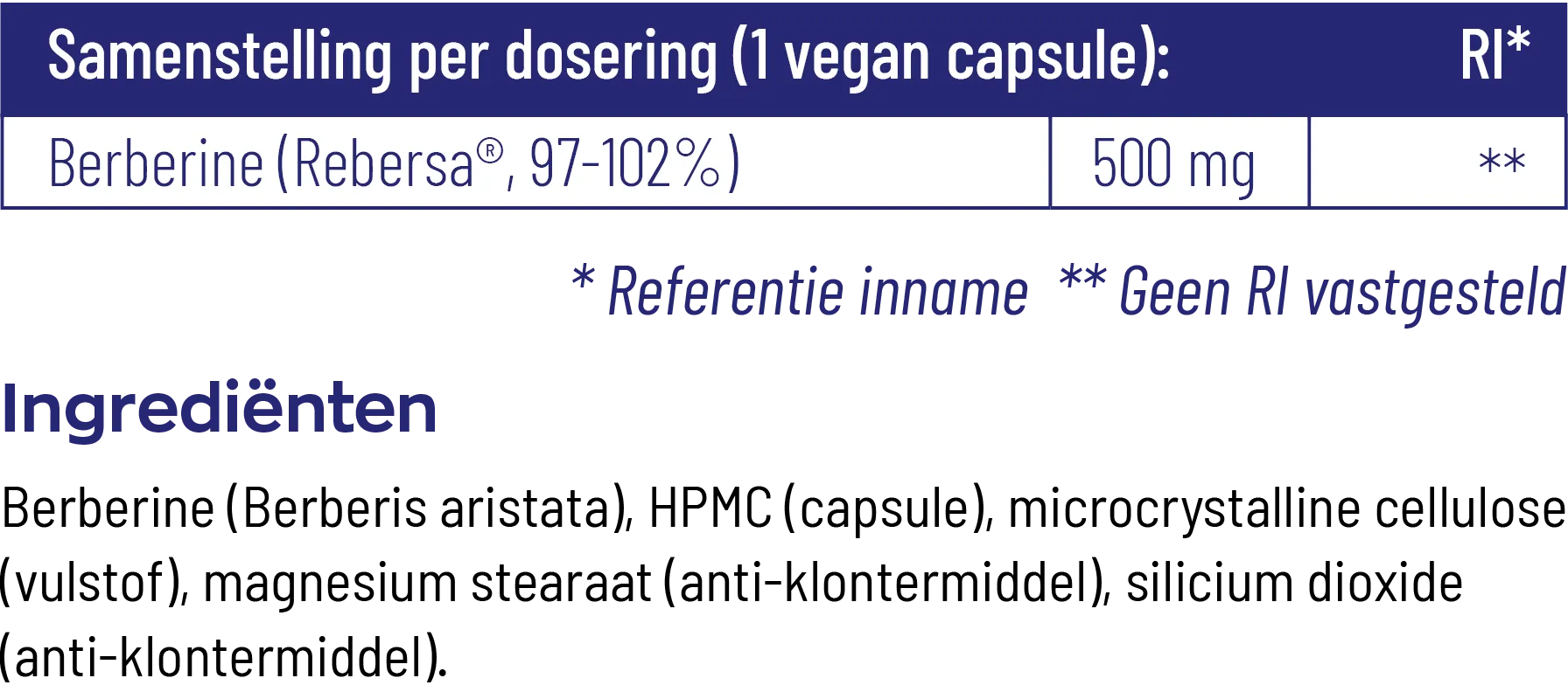 Vitakruid Berberine 500 Rebersa® 97-102% Berberine Zouten (60 vega capsules) - image 4
