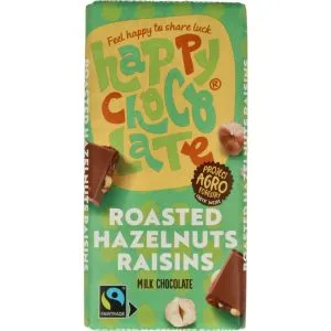 Happy Chocolate Melk geroosterde hazelnoot roz ijn bio (100 gr)