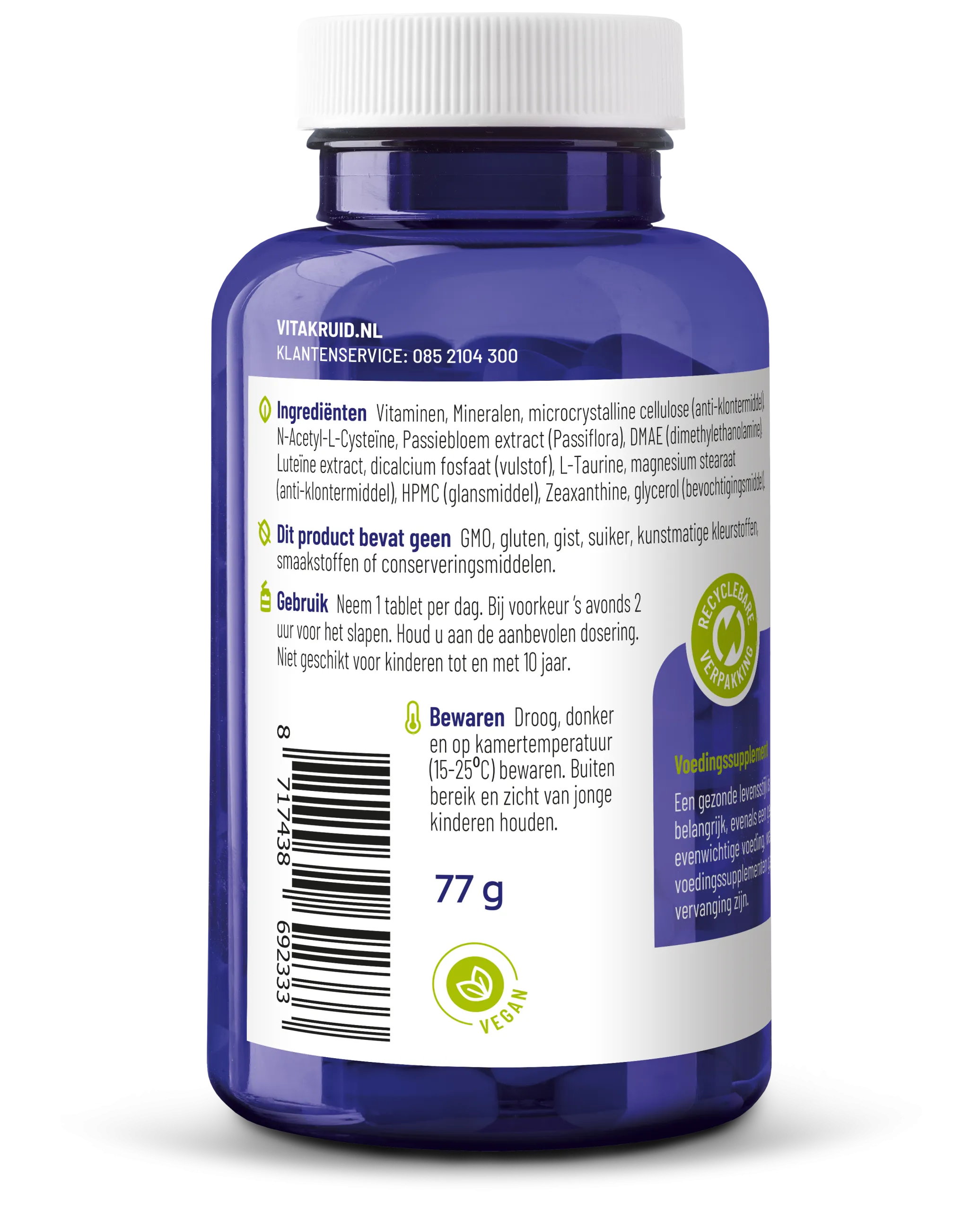 Vitakruid Multi Nacht Man 50+ 100% Vegan (90 tabletten)