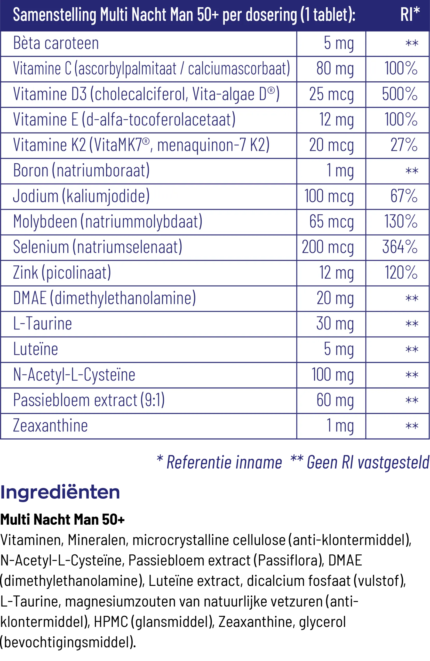Vitakruid Multi Nacht Man 50+ 100% Vegan (90 tabletten) - image 3