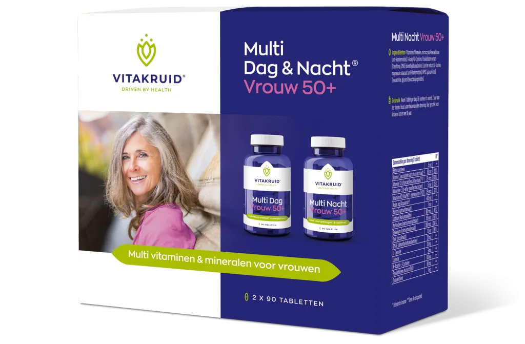 Vitakruid Multi Dag & Nacht Vrouw 50+ 100% Vegan (2 X 90 tabletten)