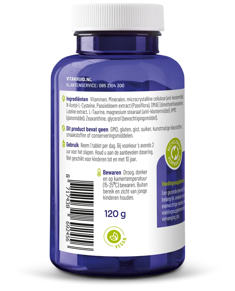 Vitakruid Multi Nacht Vrouw 50+ 100% Vegan (90 tabletten)