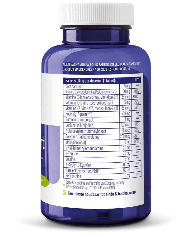 Vitakruid Multi Nacht Vrouw 50+ 100% Vegan (90 tabletten) - image 2