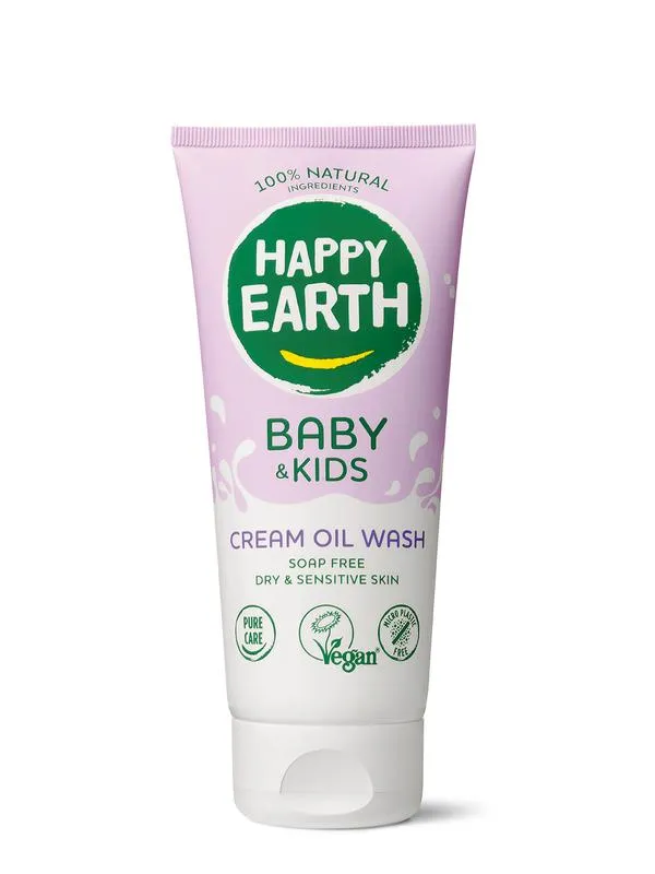 Happy Earth Wasgel creme olie baby & kids (200 ml)