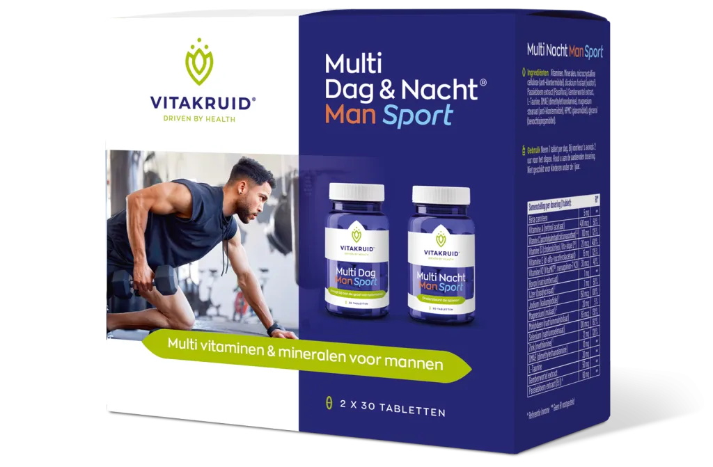 Vitakruid Multi Dag & Nacht Man Sport 100% Vegan (2 X 30 tabletten)