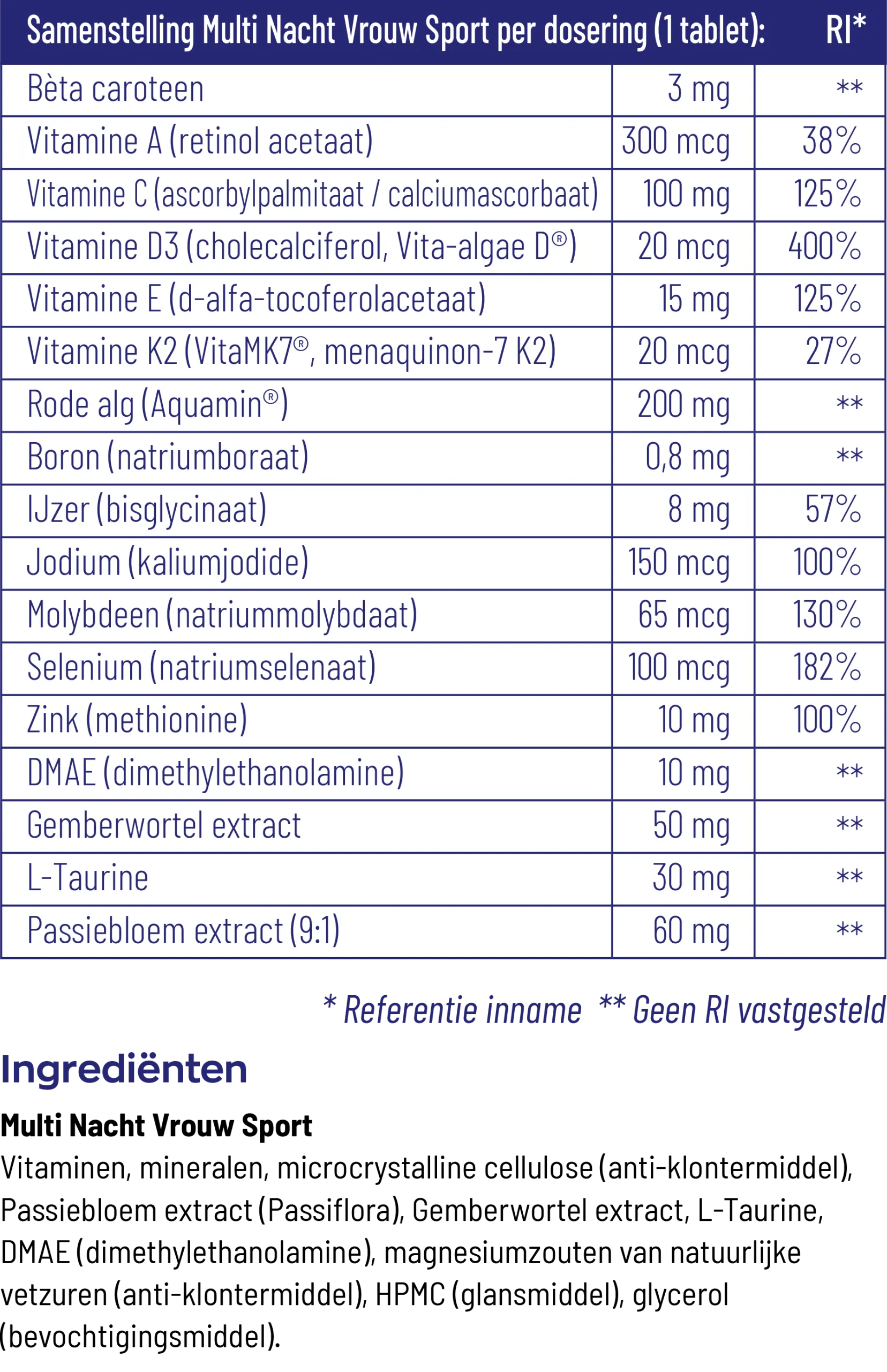 Vitakruid Multi Dag & Nacht Vrouw Sport 100% Vegan (2 X 30 tabletten) - image 2