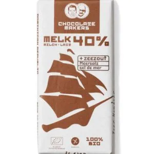 Chocolatemakers Tres hombres 40% met zeezout bio (85 gr)