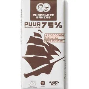 Chocolatemakers Tres hombres 75% cacaonibs bio (80 gr)