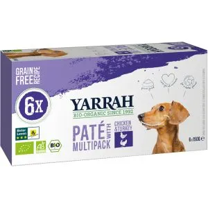 Yarrah Hondenvoer Multipack Pate Kip En Kalkoen Bio (6 X 150 gr)