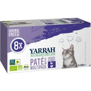 Yarrah Multipack Kat Met Pate Kip En Kalkoen Bio (8 X 100 gr)
