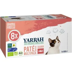 Yarrah Multipack Kat Met Pate En Zalm Bio (8 X 100 gr)