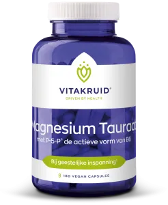 Vitakruid Magnesium Tauraat met Vitamine B6 (P-5-P) (180 vega capsules)