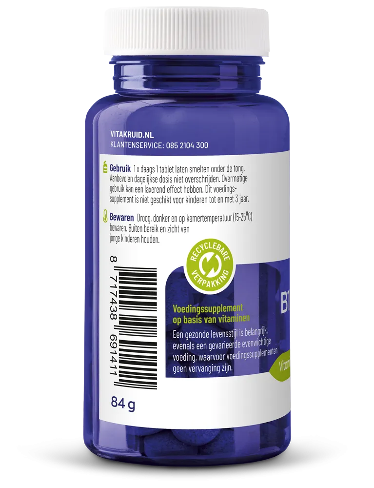 Vitakruid B12 Combi 6.000® Met Actief Folaat Vitamine (120 Smelttabletten)