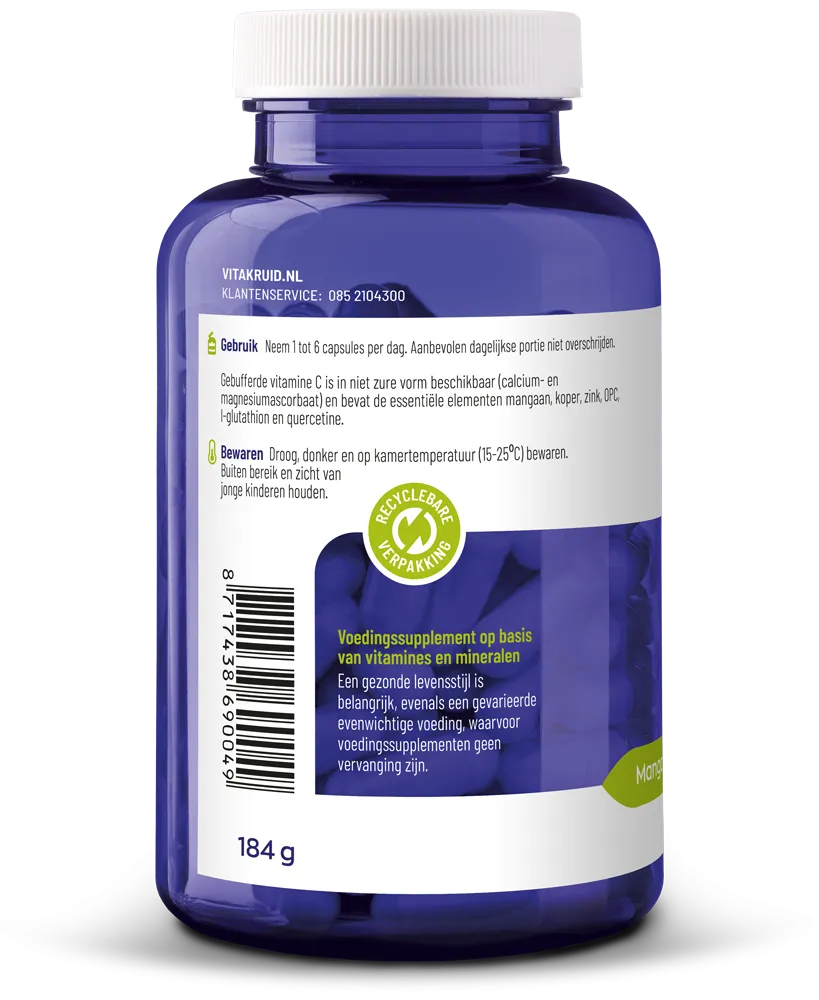 Vitakruid Gebufferde Vitamine C Met Oa Zink Opc Quercetine ( vega capsules)