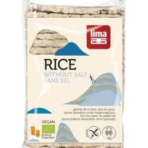 Lima Rijstwafels Zonder Zout Dun Recht Bio (130 gr)