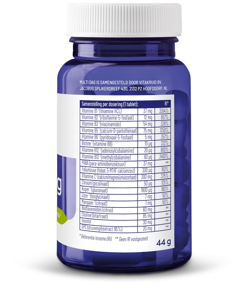 Vitakruid Multi Dag Hd 100% Vegan (30 tabletten) - image 2