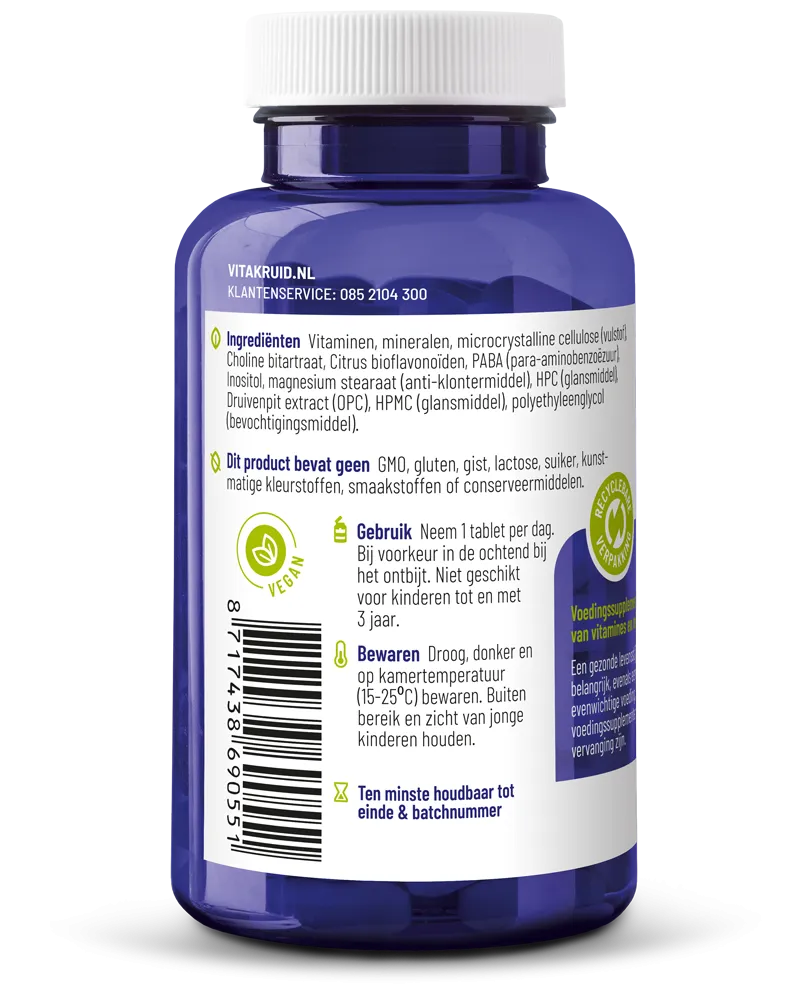 Vitakruid Multi Dag Hd 100% Vegan (90 tabletten)