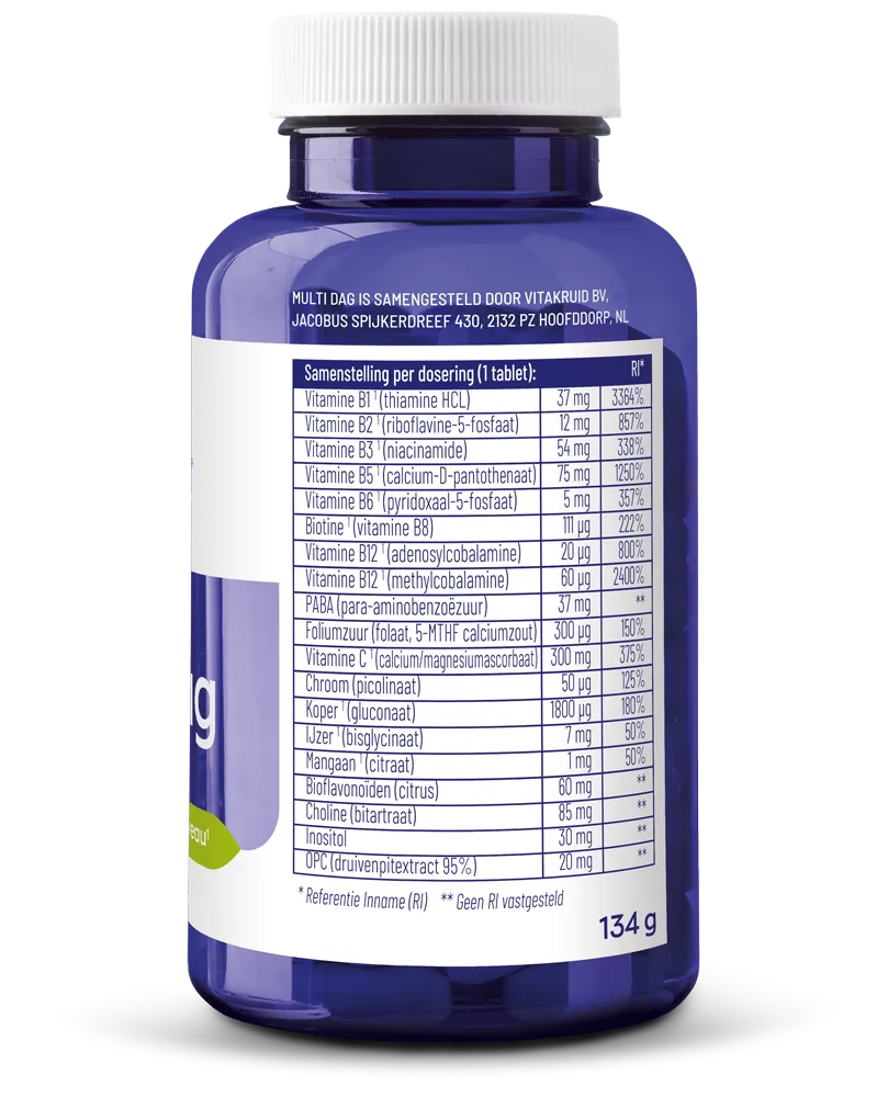 Vitakruid Multi Dag Hd 100% Vegan (90 tabletten) - image 2