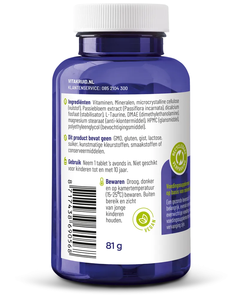 Vitakruid Multi Nacht Hd 100% Vegan (90 tabletten)