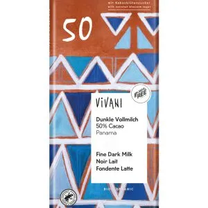 Vivani Chocolade melk donker 50% Panama bio (80 gr)