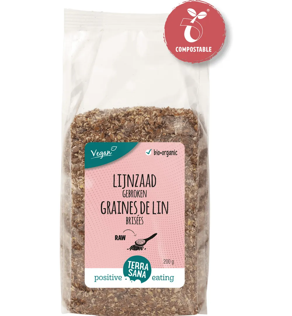 Terrasana Raw Lijnzaad Gebroken Bio (200 gr)