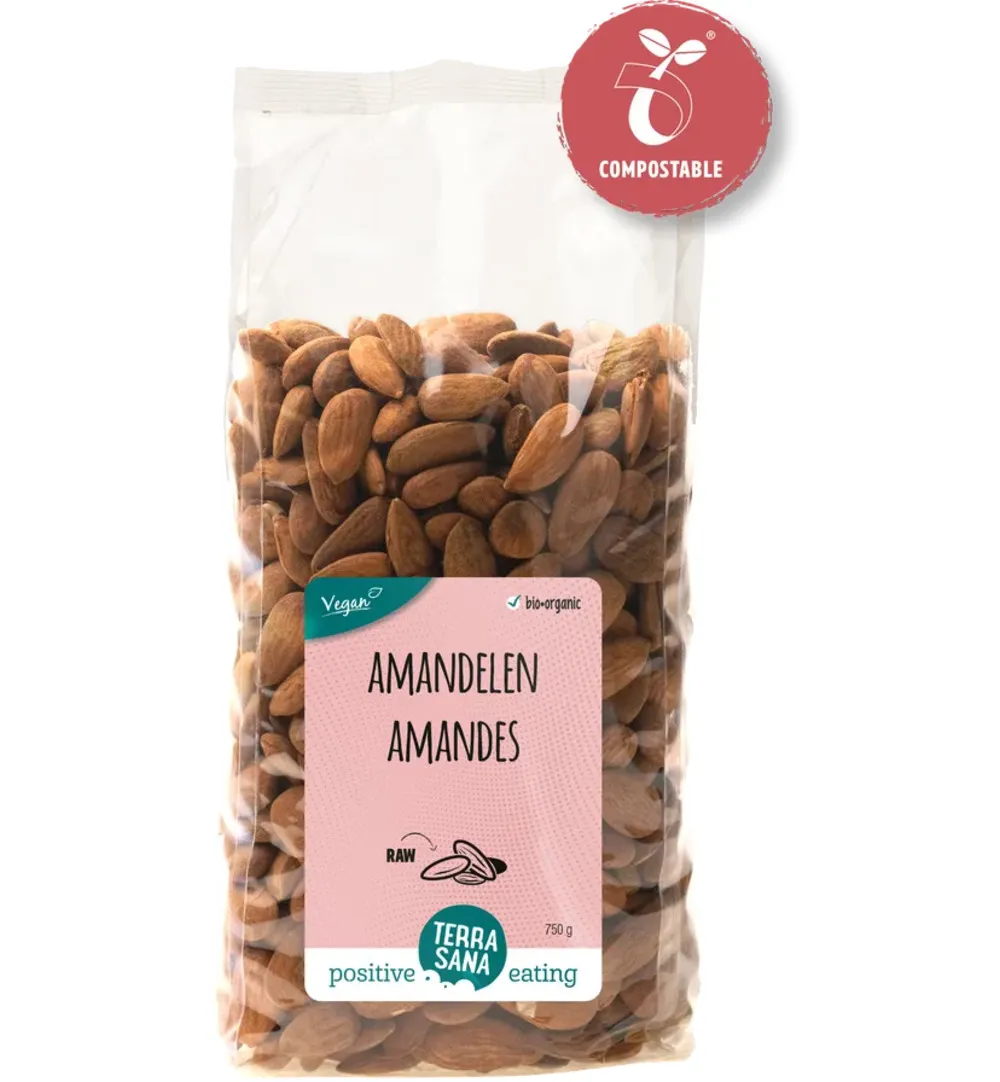 Terrasana Raw Amandelen Bruin Bio (750 gr)
