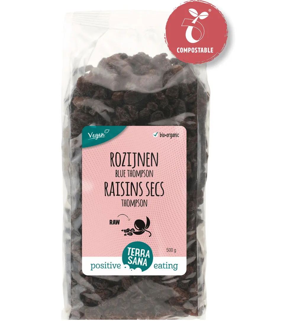 Terrasana Raw Rozijnen Blue Thompson Bio (500 gr)