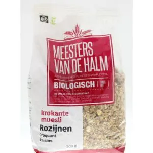 De Halm Krokante Muesli Rozijn Bio (500 gr)