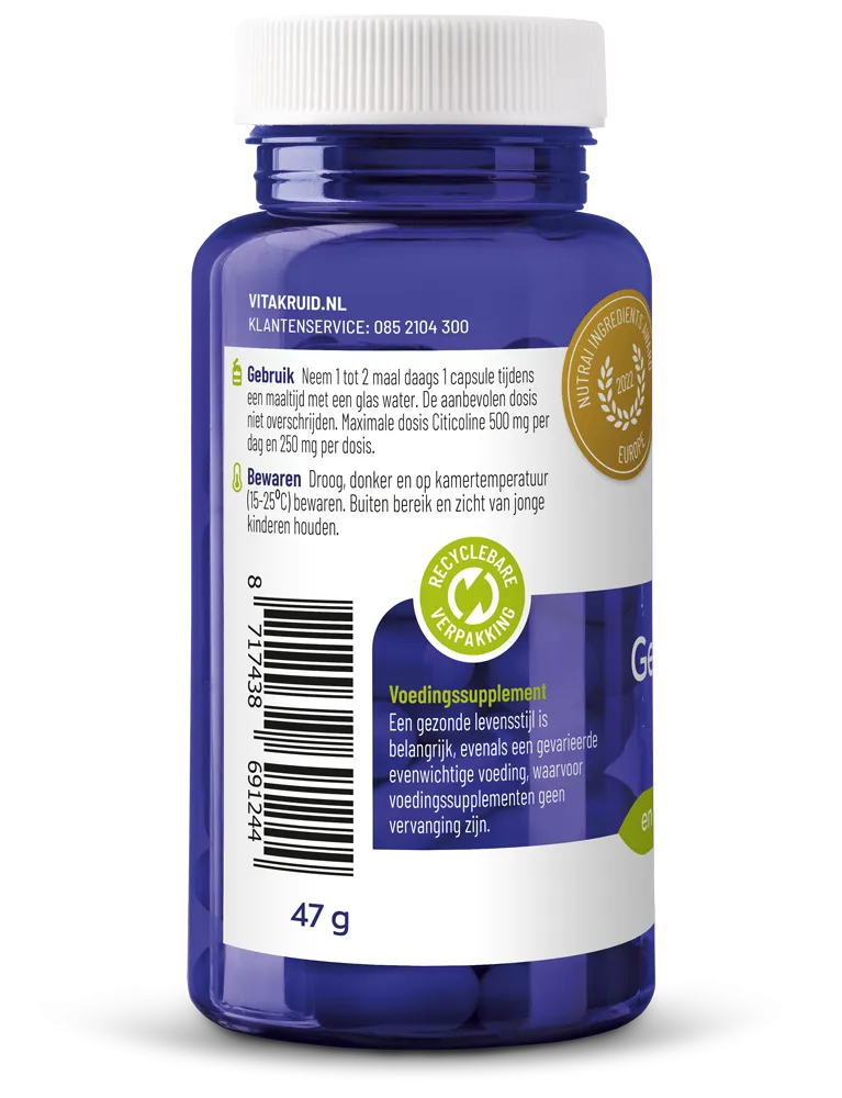 Vitakruid Geheugenformule Oa Bacopa Monnieri Citicoline Opc (60 vega capsules)