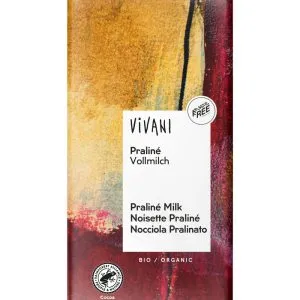 Vivani Chocolade melk praline nougat bio (100 gr)