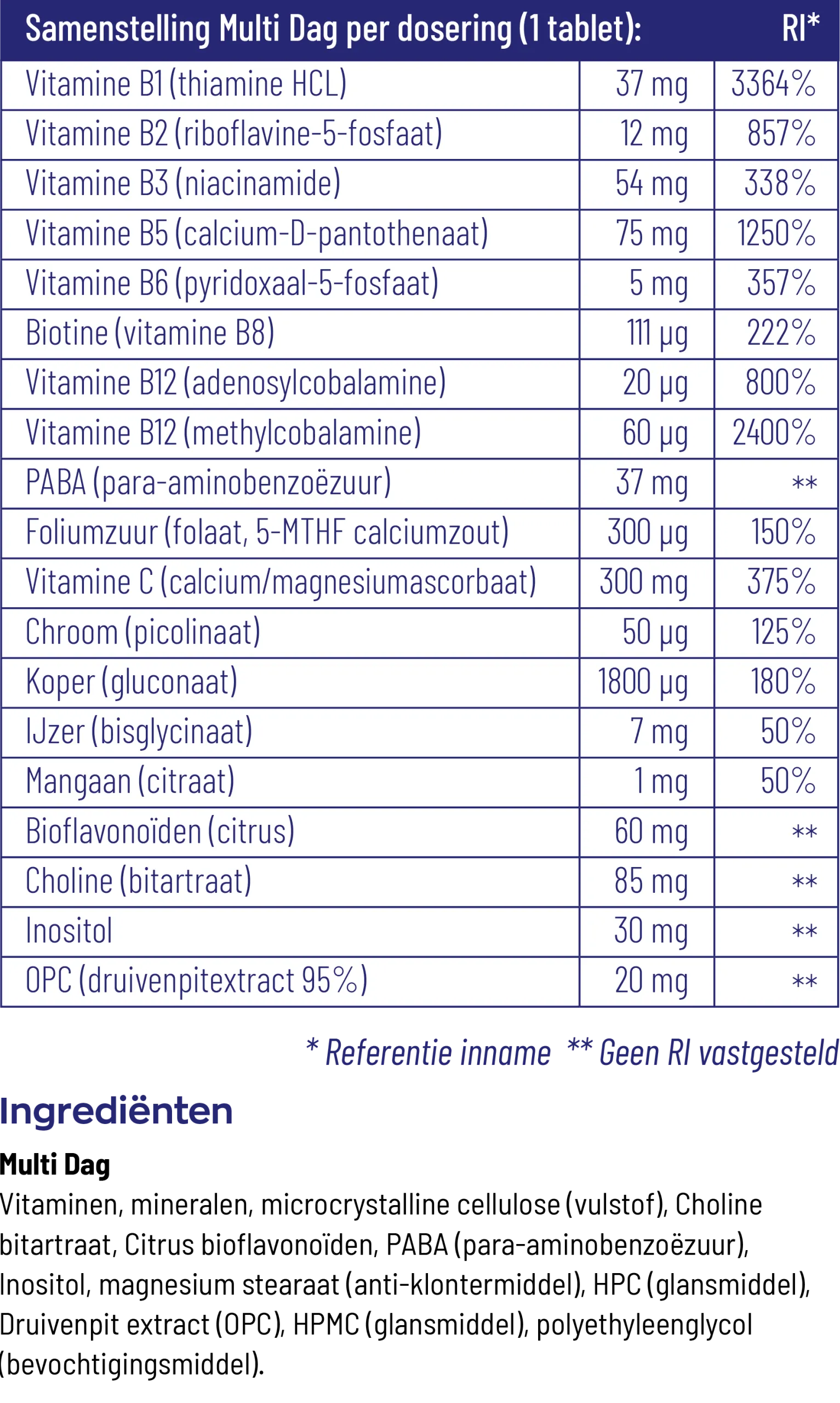 Vitakruid Multi Dag & Nacht Hd 100% Vegan (2 X 30 tabletten)