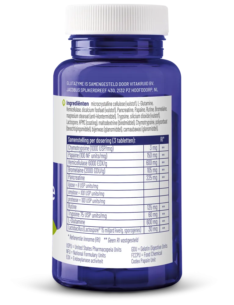 Vitakruid Glutazyme Oa Spijsverteringsenzymen En L-Glutamine (90 tabletten) - image 2