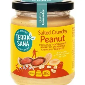 TerraSana Pindakaas crunchy met zeezout bio (250 gr)