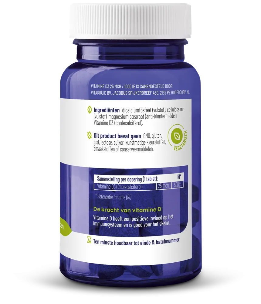 Vitakruid Vitamine D3 25 Mcg / 1000 Ie (120 tabletten) - image 2