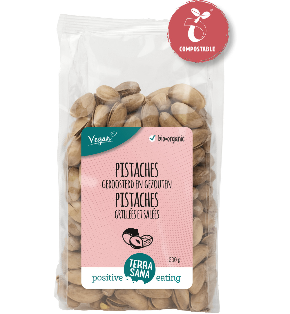 TerraSana Pistachenoten geroosterd met zout bio (200 gr)