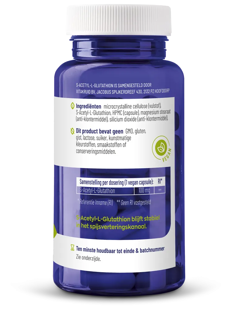 Vitakruid S-Acetyl-L-Glutathion 100 Mg (90 vega capsules) - image 2
