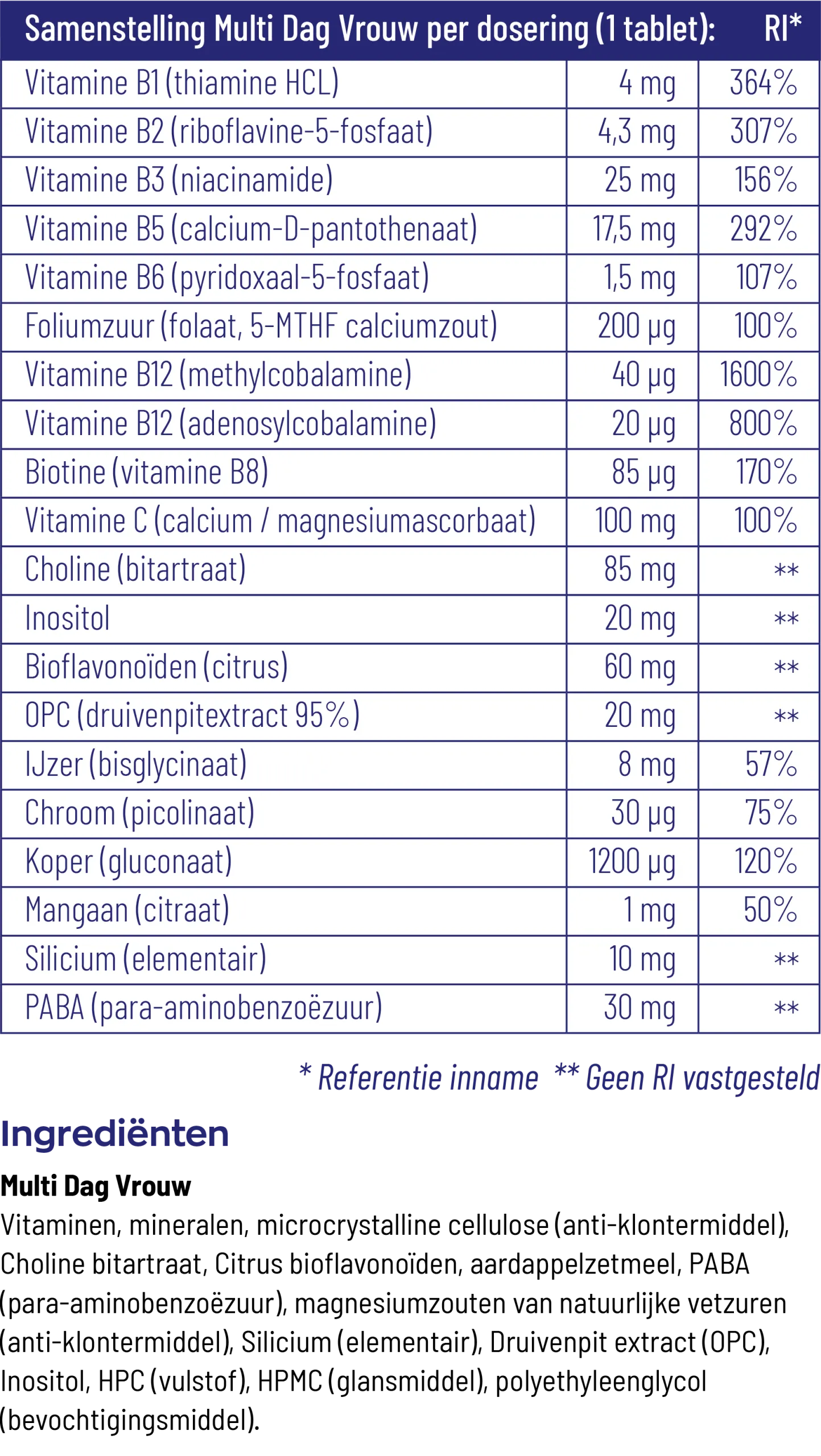 Vitakruid Multi Dag & Nacht Vrouw 100% Vegan (2 X 30 tabletten)