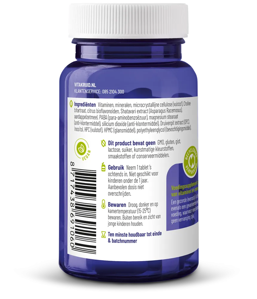 Vitakruid Multi Dag Vrouw 100% Vegan (30 tabletten)