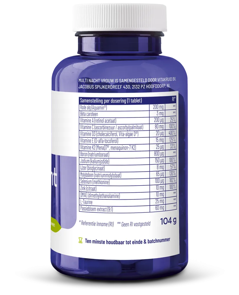 Vitakruid Multi Nacht Vrouw 100% Vegan (90 tabletten) - image 2