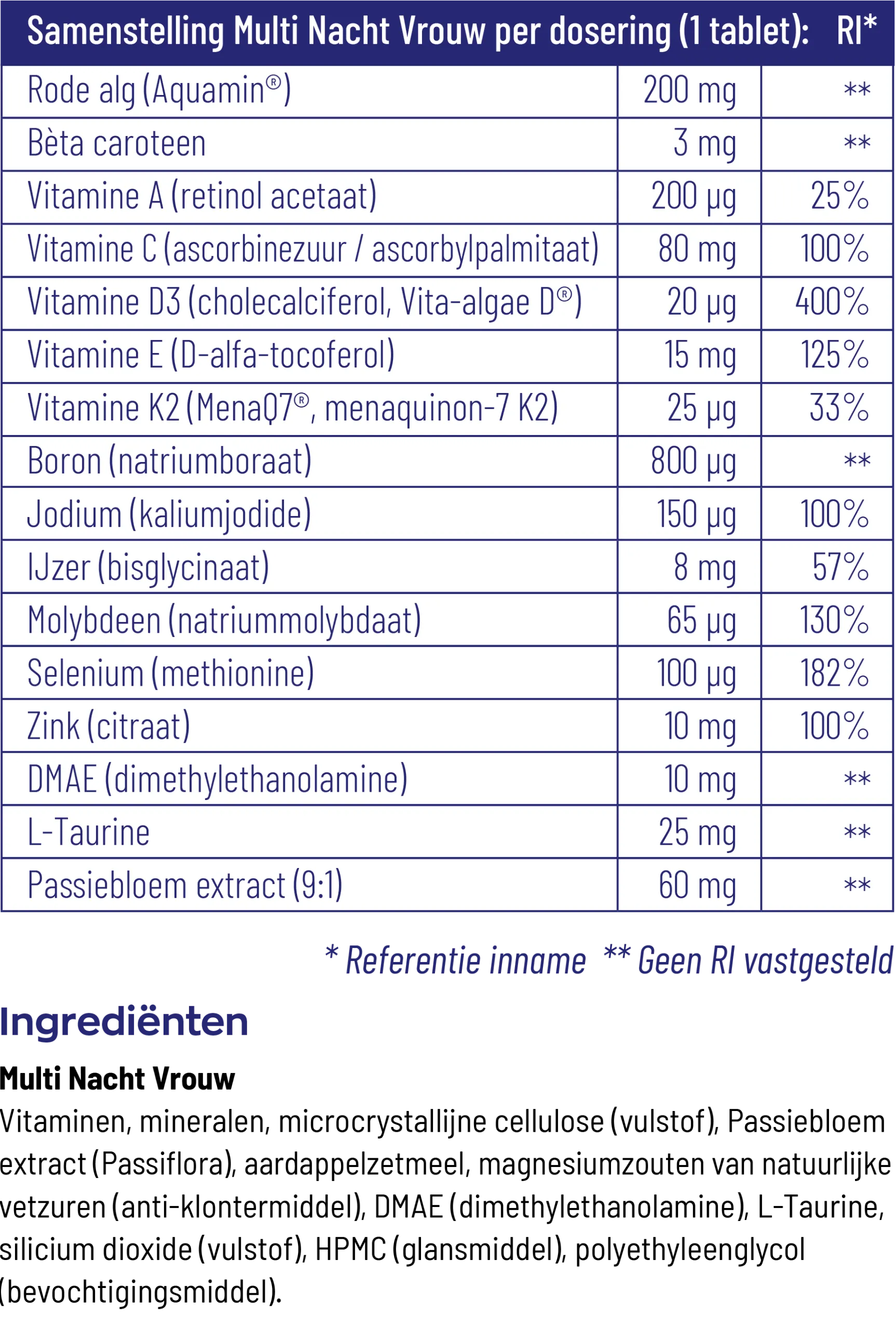 Vitakruid Multi Nacht Vrouw 100% Vegan (90 tabletten) - image 3