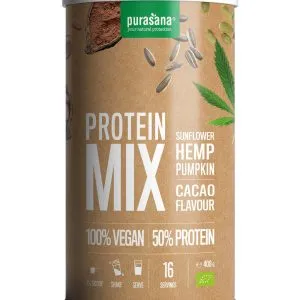 Purasana Vegan Protein Zonnebloem, Hennep & Pompoen - Cacao (400 gr)